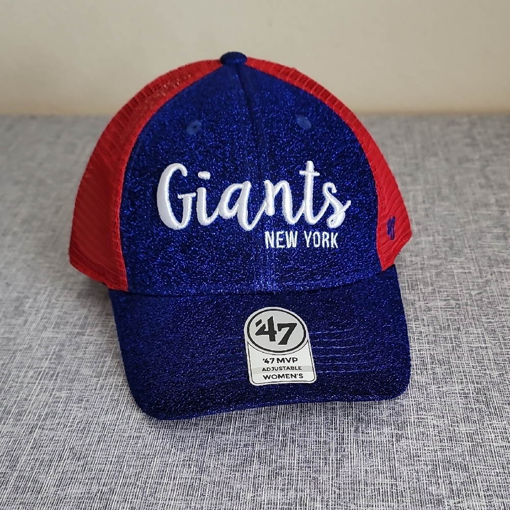NY Giants 47 Brand NFL Blue Metallic Trucker Mesh Snapback Hat